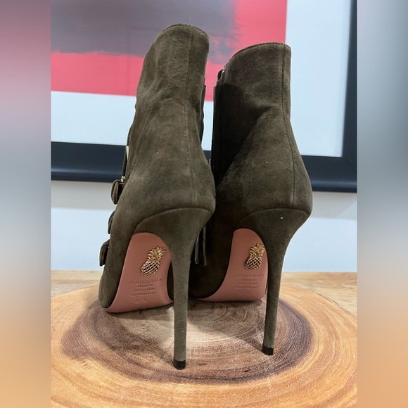 AQUAZZURA + Claudia Schiffer Vendome buckled suede ankle boots - Picture 5 of 6